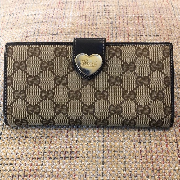 Authentic GUCCI GG Monogram Canvas Leather Heart Continental Long Wallet NWOT - Picture 17 of 17